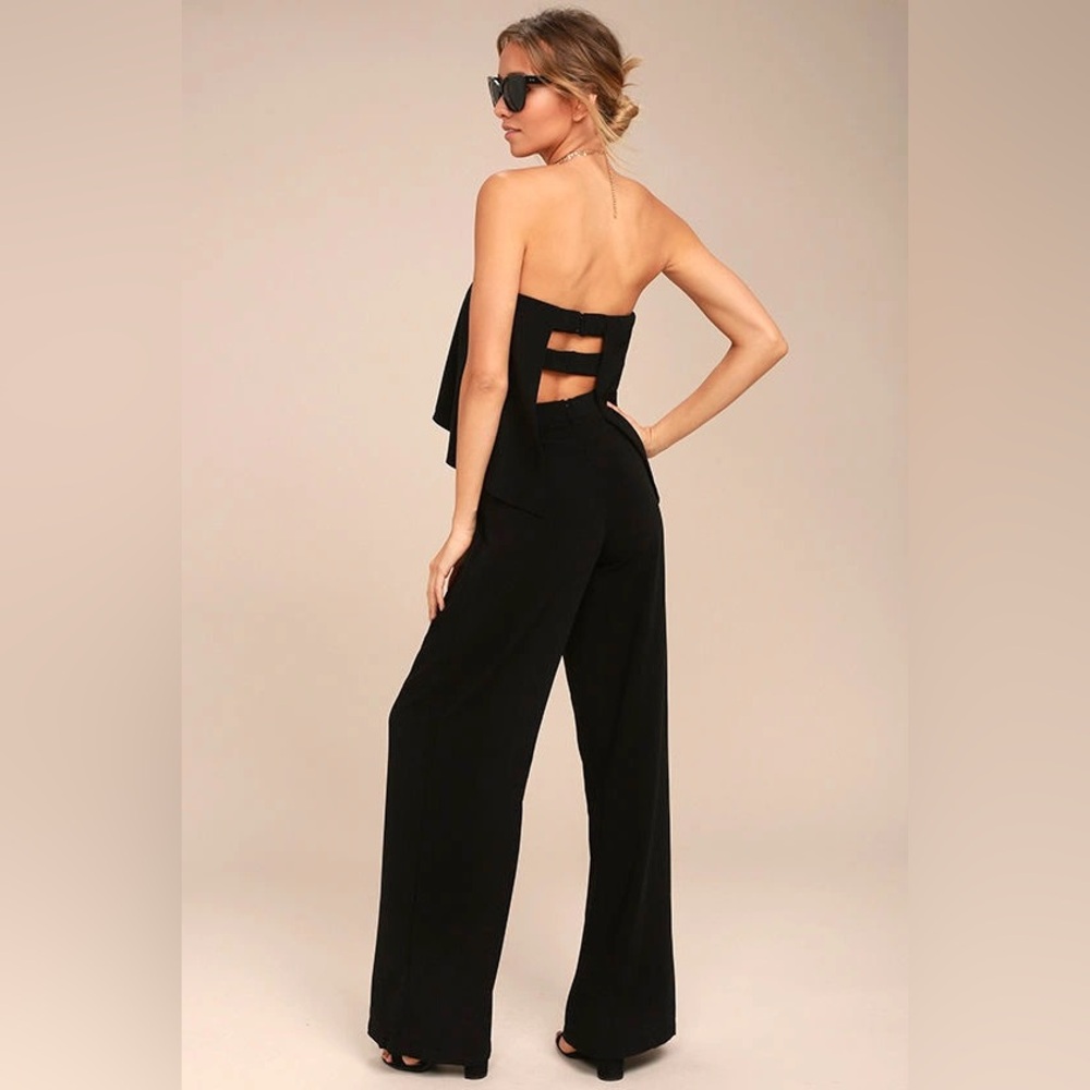Jay Godfrey Moore Strapless Chic Wide Leg Pant Jumpsuit Cut Out Back Size 4
